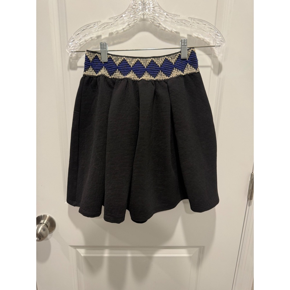 Birdcage Womens Skirt Geometric Textured Waistband Black‎ M